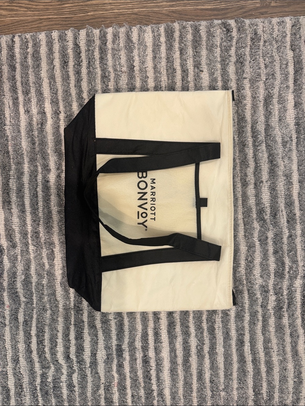 Cream and Black Canvas Tote
